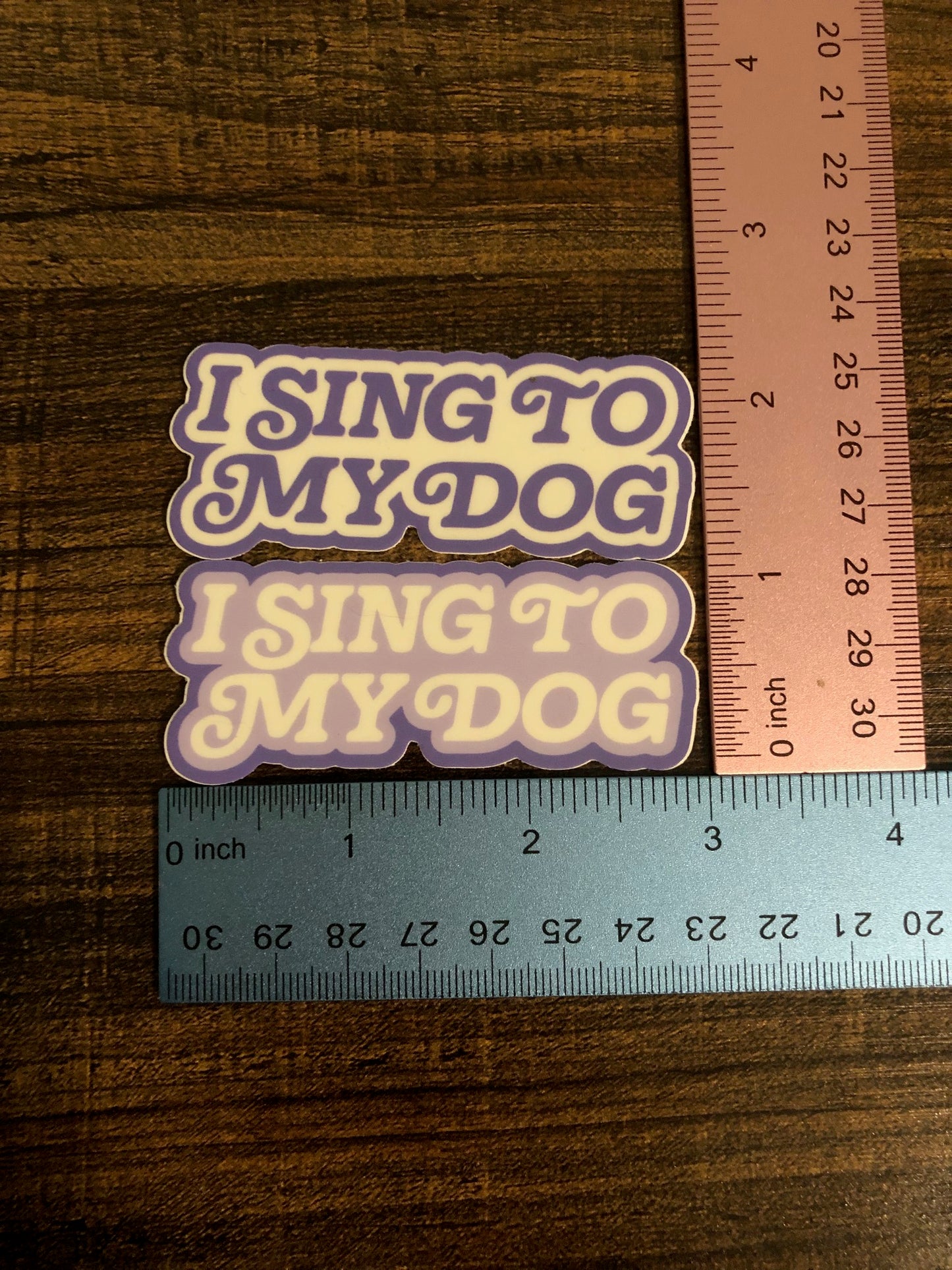 "I Sing to My Dog" Retro Swirly Sticker Set (2 Stickers)