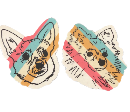 Leni and Mar Pup Faces Striped Sticker Set (2 Stickers)