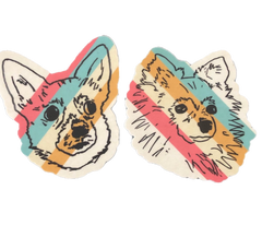 Leni and Mar Pup Faces Striped Sticker Set (2 Stickers)