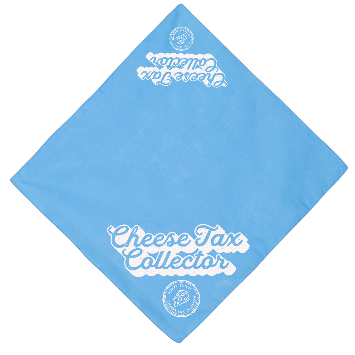 "Cheese Tax Collector" Light Blue Dog Bandana