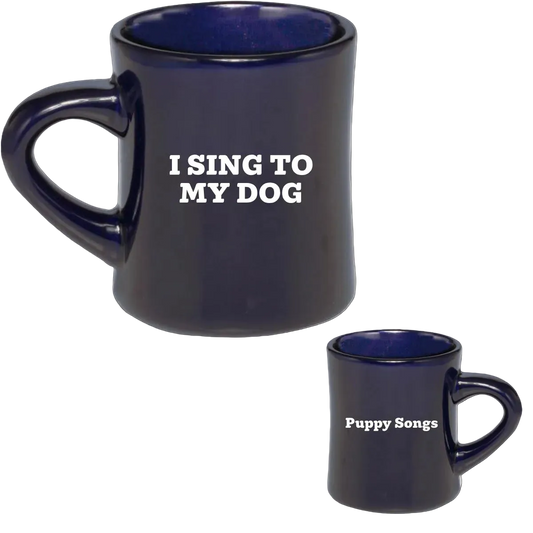 I Sing To My Dog Dark Blue 12oz Diner Mug
