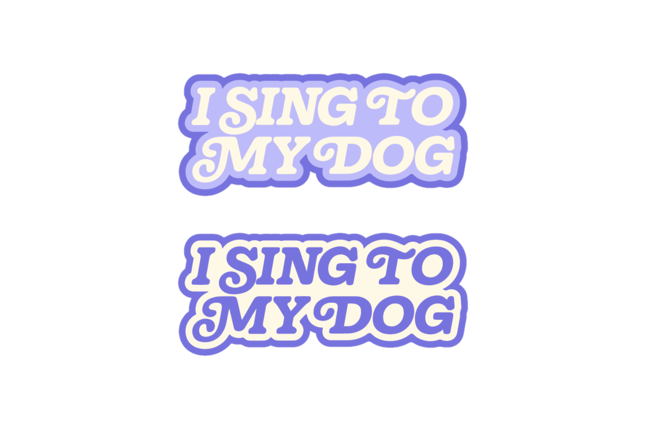 "I Sing to My Dog" Retro Swirly Sticker Set (2 Stickers)