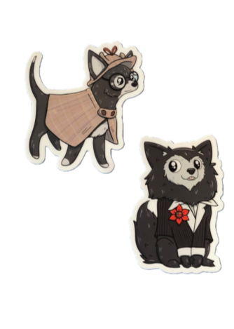 Detective Leni and Professor Fluff Sticker Set (2 Stickers)